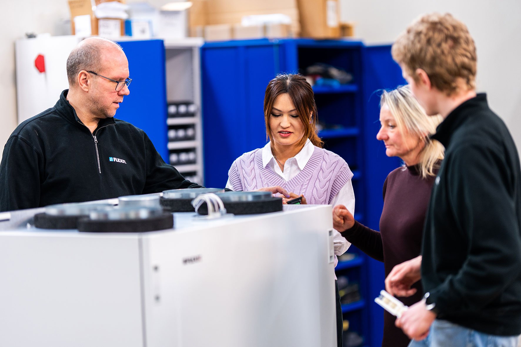 Flexit production team assembling air handling unit