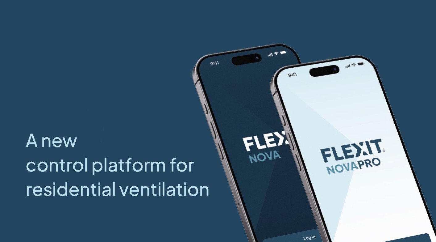 Flexit NOVA and NOVAPRO on smartphones – apps for end users and professionals in residential ventilation.