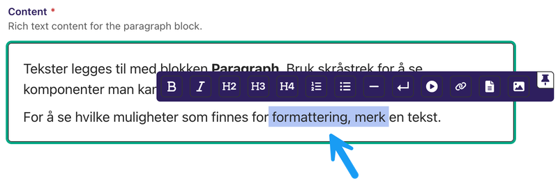 Formatering av tekst.